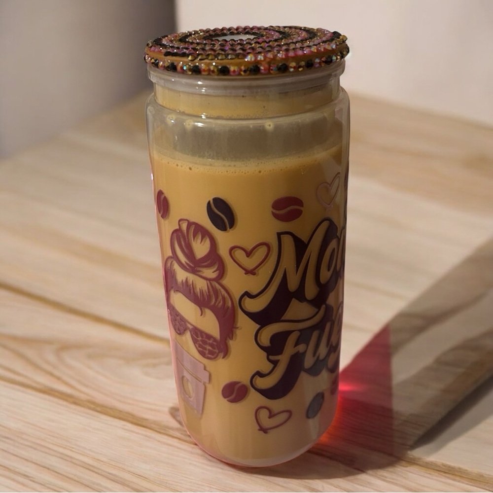 16oz Stylish Coffee Snow Globe Tumbler with Beaded Lid